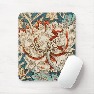 Tapis De Souris Papier peint floral Morris Teal Blue Honeysuckle