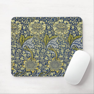 Tapis De Souris Papier Peint Floral William Morris Kennet Bleu Or