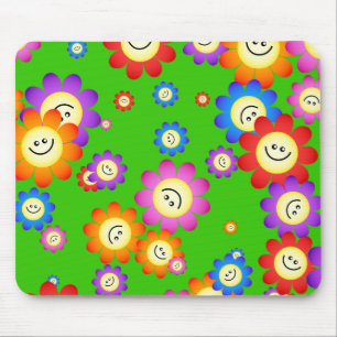 Tapis De Souris Papier peint heureux de fleurs