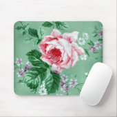Tapis De Souris Papier peint rose Vintage Mousepad (Avec souris)