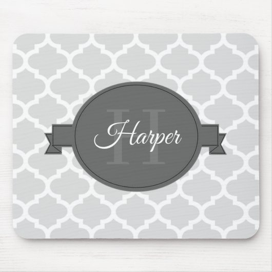 Tapis De Souris Papier Quatrefoil gris personnalisé (Devant)