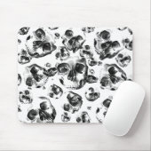 Tapis De Souris Papiers peints personnalisés Crâne noir et blanc m (Avec souris)