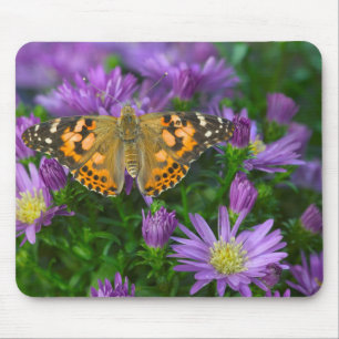 Tapis De Souris Papillon à ailes angulaires sur fleur conique