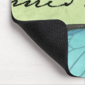 Tapis De Souris Papillon à ailes bleues sur carte postale Turquois (Coin)