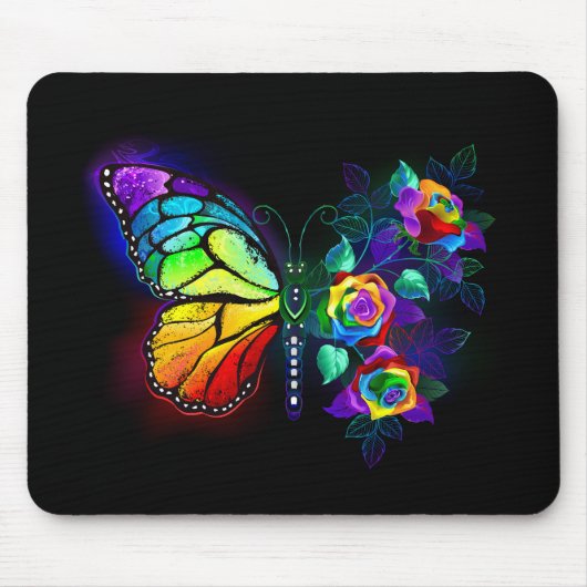 Tapis De Souris Papillon arc-en-ciel (Devant)