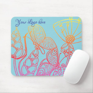 Tapis De Souris Papillon arc-en-ciel Turquoise Ombre