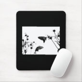 Tapis De Souris Papillon B/W sur une fleur (Avec souris)