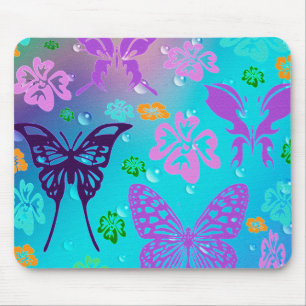 Tapis De Souris Papillon Beau Aloha Fleur de Mariage Hawaïen