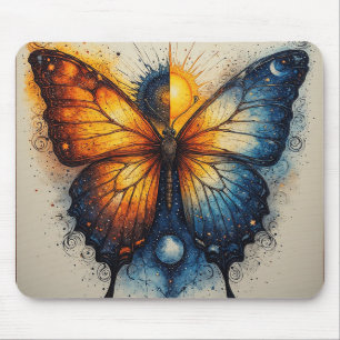Tapis De Souris Papillon bicolore sur soleil brillant