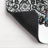 TAPIS DE SOURIS PAPILLON BLACK ANTIQUE LACE BLEU MOUSE PAD (Coin)
