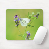 Tapis De Souris Papillon blanc à veines vertes (Avec souris)