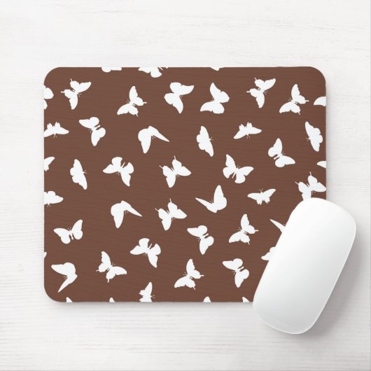 Tapis De Souris Papillon blanc Brown Arrière - plan mou esthétique (Avec souris)