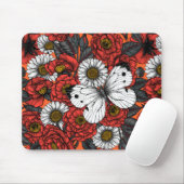 Tapis De Souris Papillon blanc et rose (Avec souris)