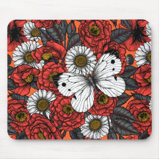 Tapis De Souris Papillon blanc et rose (Devant)