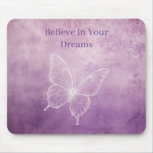 Tapis De Souris Papillon blanc pourpre