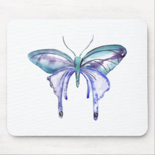 Tapis De Souris papillon bleu aqua violet aquarelle