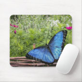 Tapis De Souris Papillon bleu Morpho Design rustique (Avec souris)