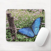 Tapis De Souris Papillon bleu Morpho Design rustique (Avec souris)