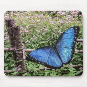 Tapis De Souris Papillon bleu Morpho Design rustique