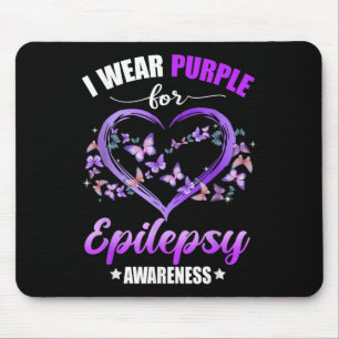 Tapis De Souris Papillon cardiaque Je Porte Violet Pour L'Épilepsi