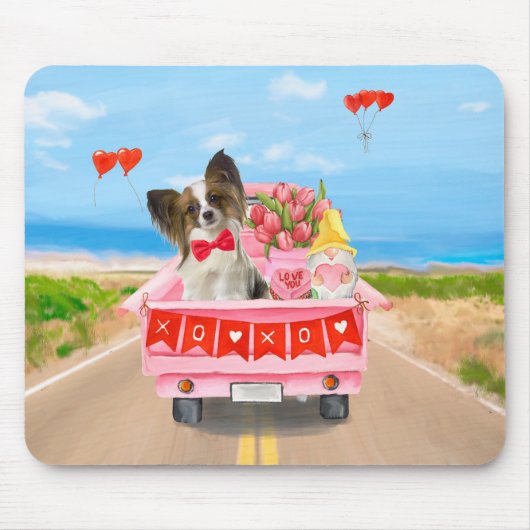 Tapis De Souris Papillon Chien Saint-Valentin Coeurs de Camion (Devant)