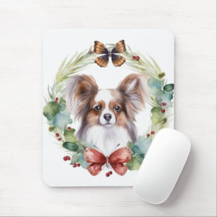Tapis De Souris Papillon Christmas Wreath Festive Pup