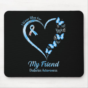 Tapis De Souris Papillon Coeur Je Porte Bleu Pour Mon Ami Diabète