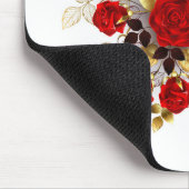 Tapis De Souris Papillon de fleurs rouges aux roses rouges (Coin)