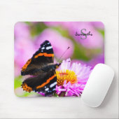 Tapis De Souris Papillon de l'amiral rouge sur fleur Mouse mat (Avec souris)