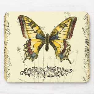 Tapis De Souris Papillon décoratif avec Fleur sauvage
