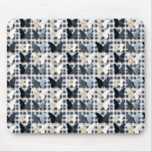 Tapis De Souris Papillon élégant à motif quadrillé