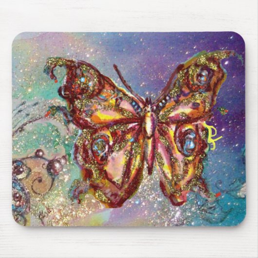 TAPIS DE SOURIS PAPILLON EN PAILLETTES D'OR (Devant)