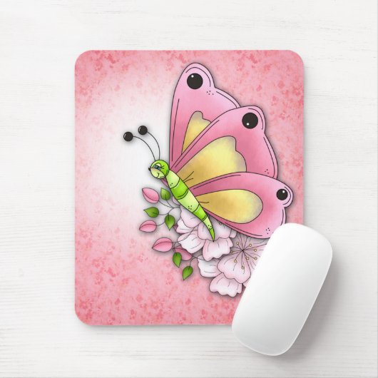 Tapis De Souris Papillon et fleurs mignons (Avec souris)