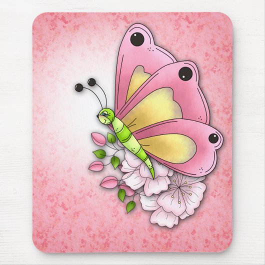 Tapis De Souris Papillon et fleurs mignons (Devant)