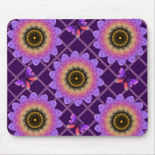 Tapis De Souris Papillon et motif de grille de fleurs Cottagecore