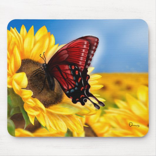 Tapis De Souris Papillon et tournesol (Devant)