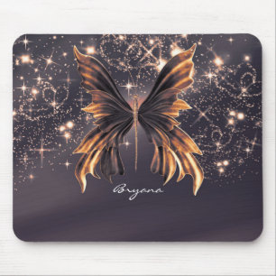 Tapis De Souris Papillon Fantastique Paillettes Dorées
