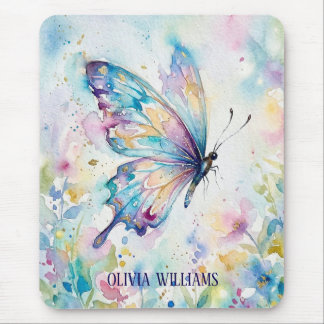 Tapis De Souris Papillon Floral Aquarelle Coloré