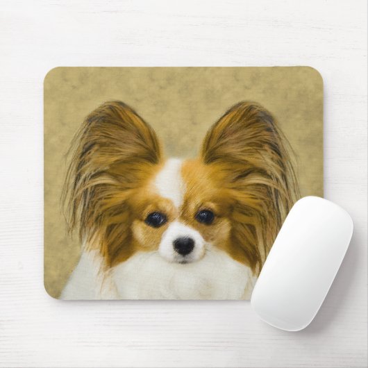 Tapis De Souris Papillon (Hound Tri) Peinture - Art Chien original (Avec souris)