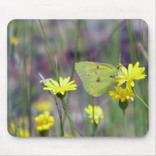 Tapis De Souris Papillon jaune sur la fleur jaune