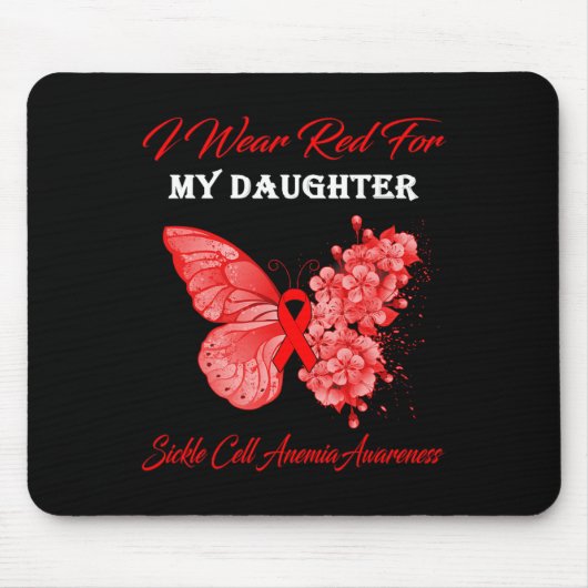 Tapis De Souris Papillon Je Porte Le Rouge Pour Ma Fille Cellule F (Devant)