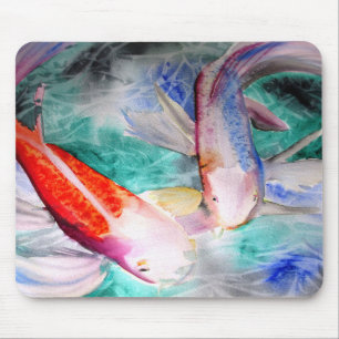 Tapis De Souris Papillon Koi aquarelle Art de poisson japonais