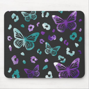 Tapis De Souris Papillon Leopard violet noir Souris