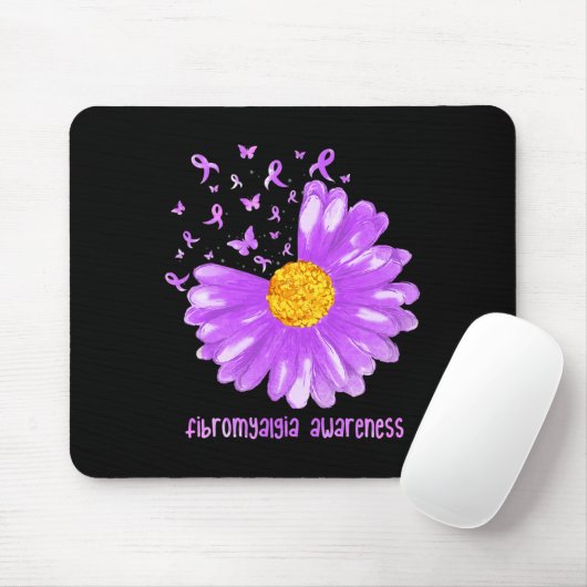 Tapis De Souris Papillon marguerrier violet ruban Fibromyalgie (Avec souris)