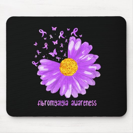 Tapis De Souris Papillon marguerrier violet ruban Fibromyalgie (Devant)