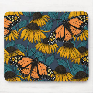 Tapis De Souris Papillon monarque sur confluents jaunes