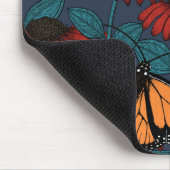 Tapis De Souris Papillon monarque sur des fleurs rouges (Coin)