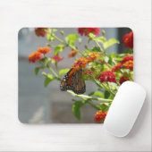 Tapis De Souris Papillon monarque sur le papillon rouge Bush (Avec souris)
