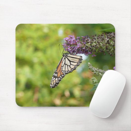 Tapis De Souris Papillon Monarque sur papillon pourpre Bush (Avec souris)