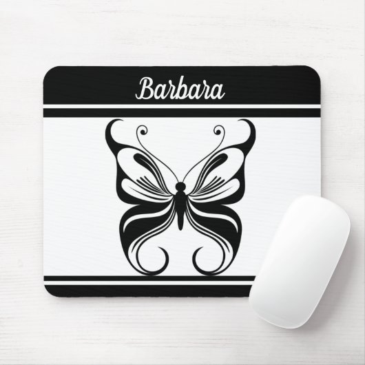 Tapis De Souris Papillon monochrome customisé Mousepad (Avec souris)